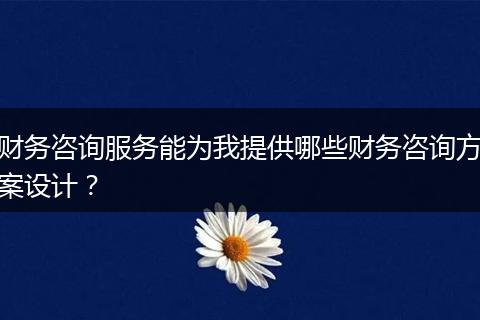 财务咨询服务能为我提供哪些财务咨询方案设计？
