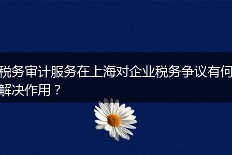 税务审计服务在上海对企业税务争议有何解决作用？