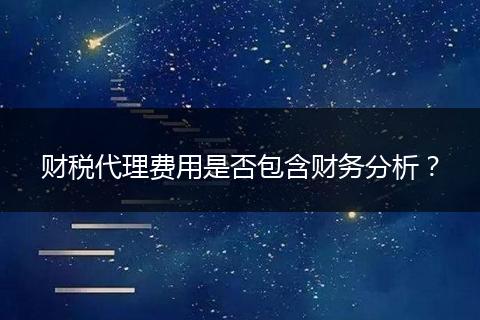 财税代理费用是否包含财务分析？