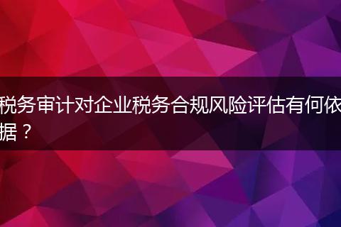税务审计对企业税务合规风险评估有何依据？