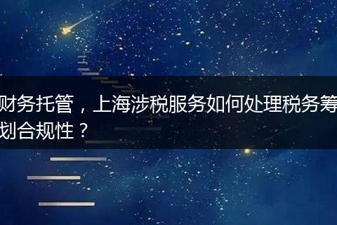 财务托管，上海涉税服务如何处理税务筹划合规性？
