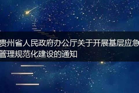 贵州省人民政府办公厅关于开展基层应急管理规范化建设的通知