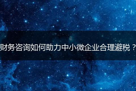 财务咨询如何助力中小微企业合理避税？