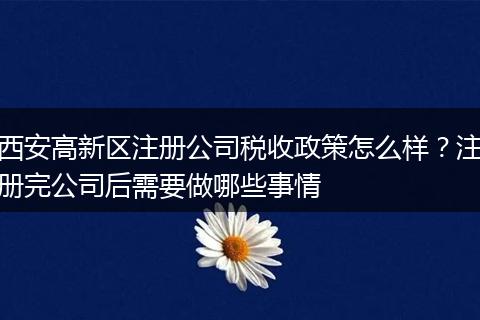 西安高新区注册公司税收政策怎么样？注册完公司后需要做哪些事情