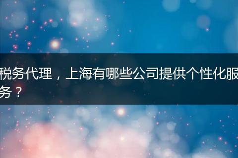 税务代理，上海有哪些公司提供个性化服务？