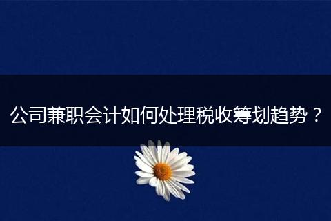 公司兼职会计如何处理税收筹划趋势？