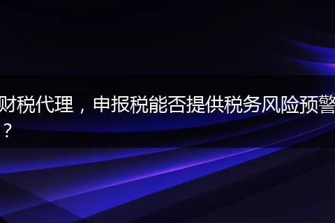 财税代理，申报税能否提供税务风险预警？