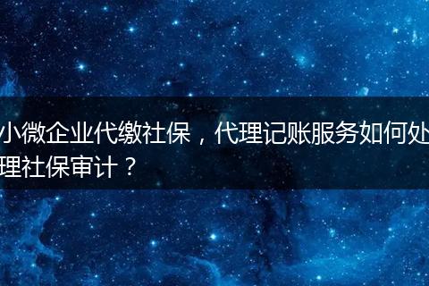 小微企业代缴社保，代理记账服务如何处理社保审计？