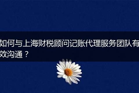 如何与上海财税顾问记账代理服务团队有效沟通？
