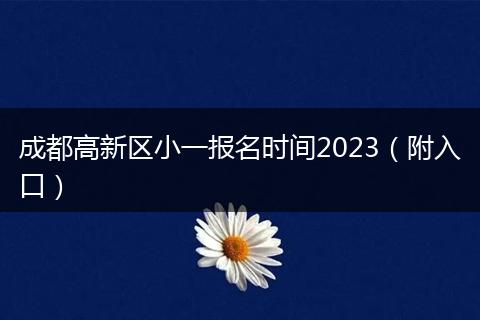 成都高新区小一报名时间2023（附入口）