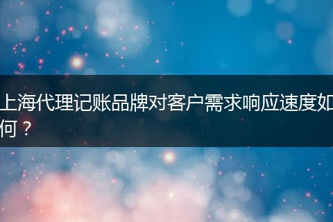 上海代理记账品牌对客户需求响应速度如何?