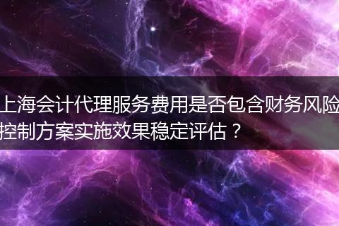 上海会计代理服务费用是否包含财务风险控制方案实施效果稳定评估？
