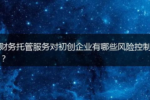 财务托管服务对初创企业有哪些风险控制？