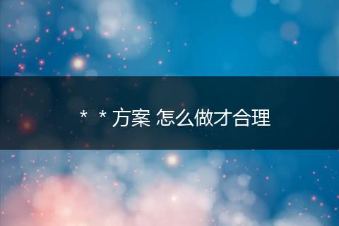 ＊＊方案 怎么做才合理