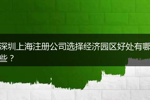 深圳上海注册公司选择经济园区好处有哪些？