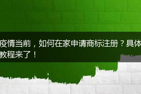 疫情当前，如何在家申请商标注册？具体教程来了！