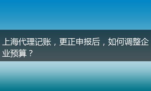 上海代理记账，更正申报后，如何调整企业预算？