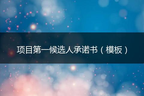 项目第一候选人承诺书（模板）