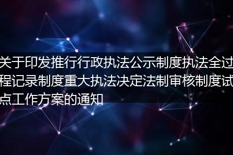 关于印发推行行政执法公示制度执法全过程记录制度重大执法决定法制审核制度试点工作方案的通知