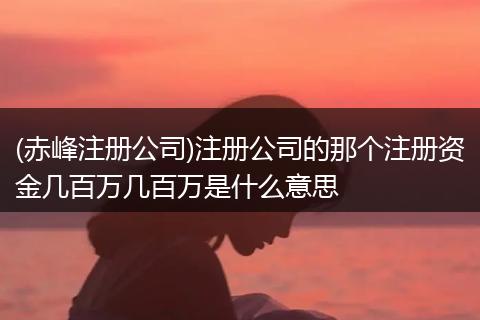 (赤峰注册公司)注册公司的那个注册资金几百万几百万是什么意思