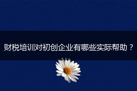 财税培训对初创企业有哪些实际帮助？