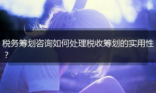 税务筹划咨询如何处理税收筹划的实用性？