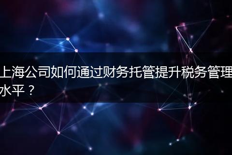 上海公司如何通过财务托管提升税务管理水平？