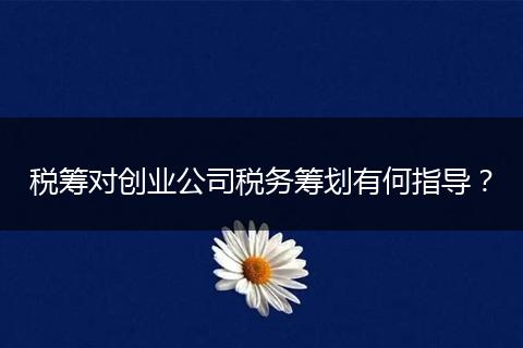 税筹对创业公司税务筹划有何指导？