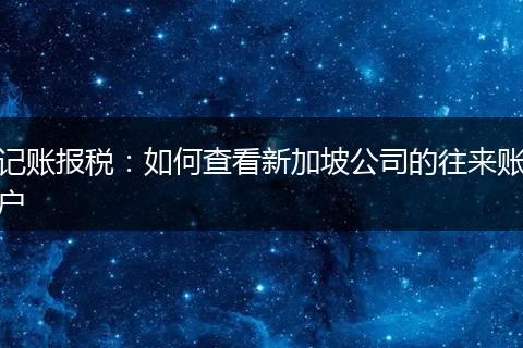 记账报税：如何查看新加坡公司的往来账户