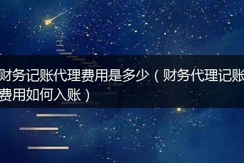 财务记账代理费用是多少（财务代理记账费用如何入账）