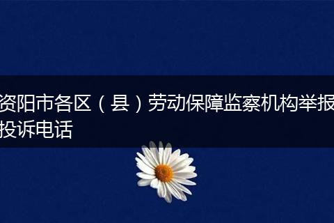 资阳市各区（县）劳动保障监察机构举报投诉电话