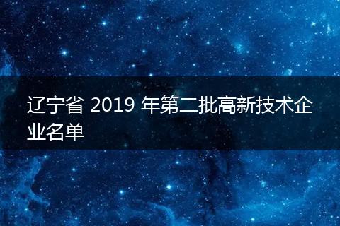 辽宁省 2019 年第二批高新技术企业名单