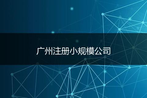 广州注册小规模公司
