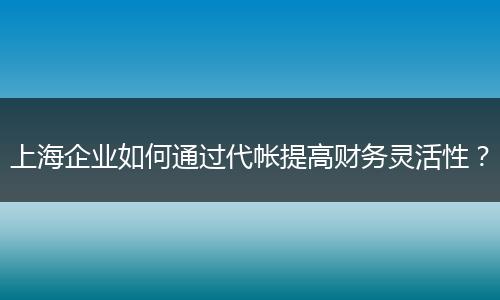 上海企业如何通过代帐提高财务灵活性？