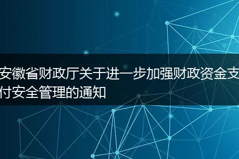 安徽省财政厅关于进一步加强财政资金支付安全管理的通知