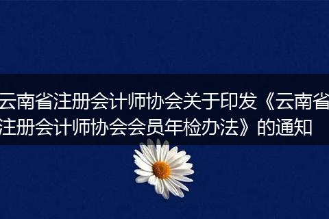 云南省注册会计师协会关于印发《云南省注册会计师协会会员年检办法》的通知