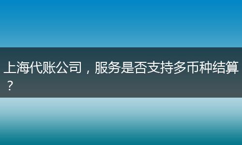上海代账公司，服务是否支持多币种结算？