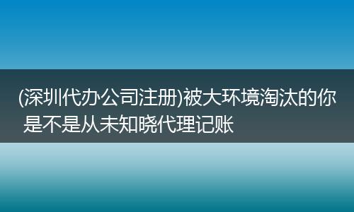 (深圳代办公司注册)被大环境淘汰的你 是不是从未知晓代理记账