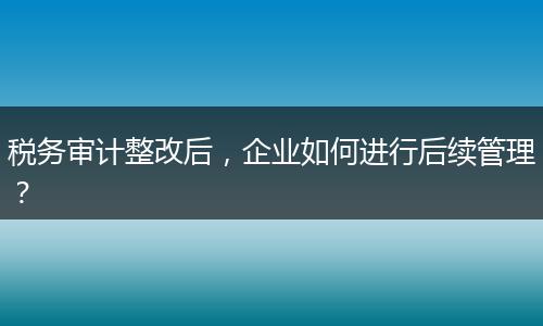 税务审计整改后，企业如何进行后续管理？