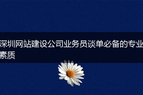 深圳网站建设公司业务员谈单必备的专业素质