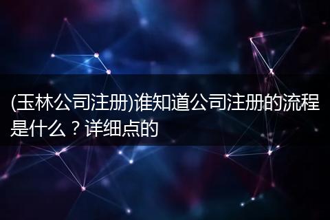 (玉林公司注册)谁知道公司注册的流程是什么?详细点的