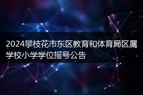 2024攀枝花市东区教育和体育局区属学校小学学位摇号公告