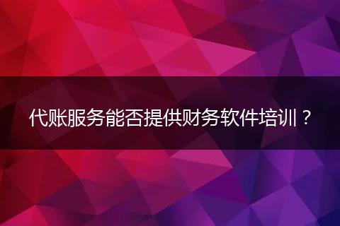 代账服务能否提供财务软件培训？
