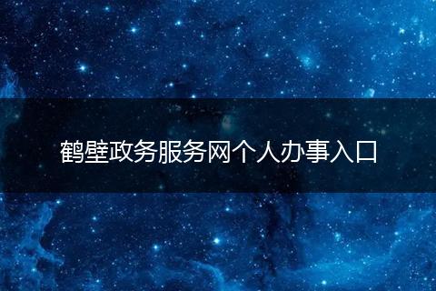 鹤壁政务服务网个人办事入口