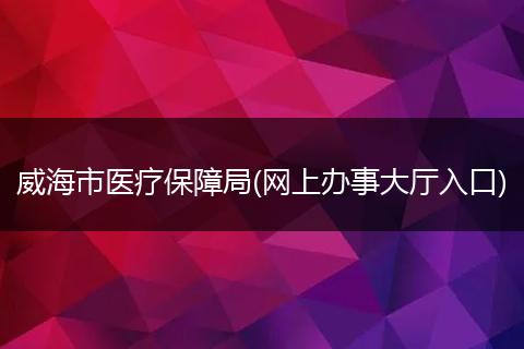 威海市医疗保障局(网上办事大厅入口)
