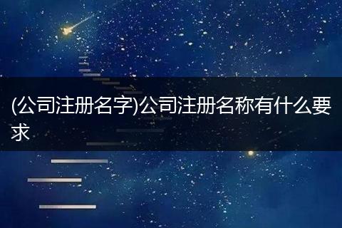 (公司注册名字)公司注册名称有什么要求