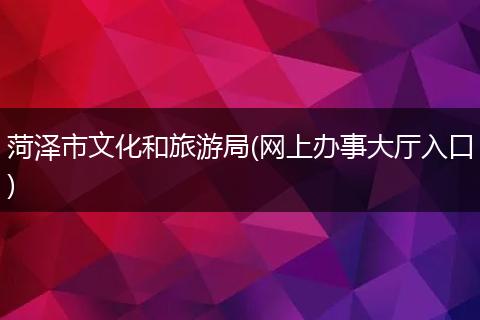 菏泽市文化和旅游局(网上办事大厅入口)