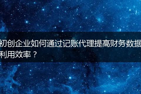 初创企业如何通过记账代理提高财务数据利用效率？
