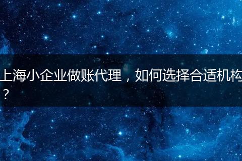 上海小企业做账代理，如何选择合适机构？