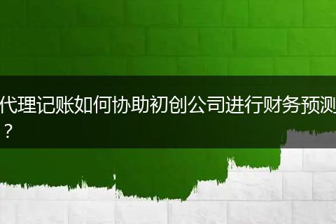 代理记账如何协助初创公司进行财务预测？